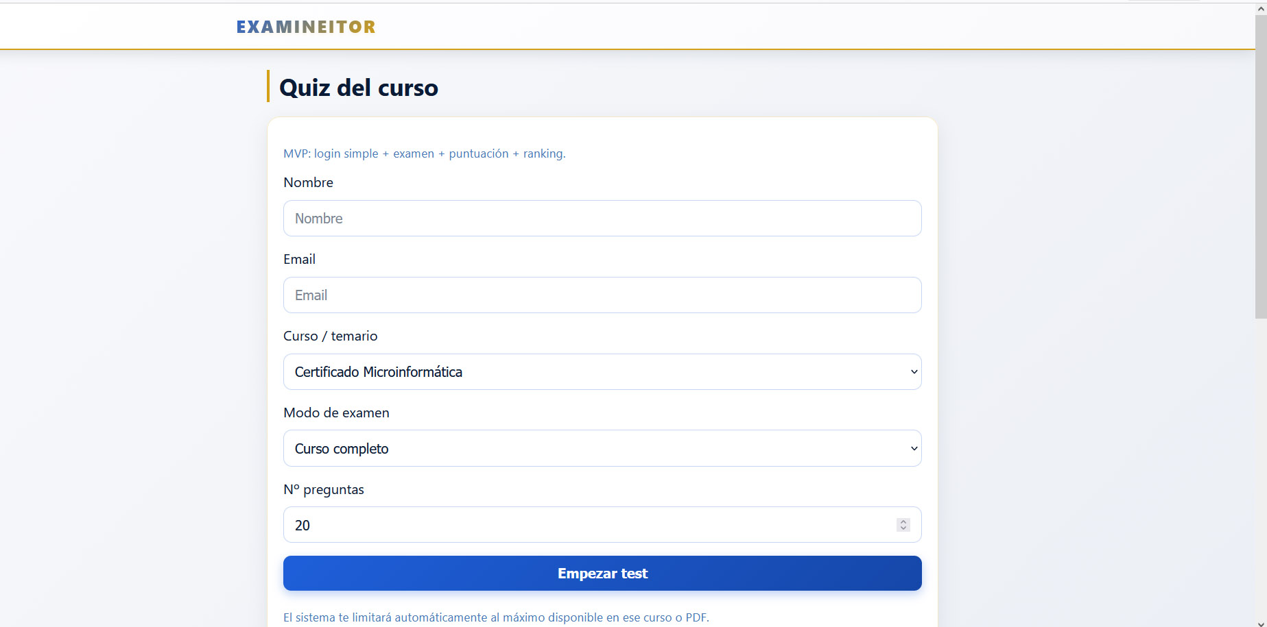 Plataforma Examineitor